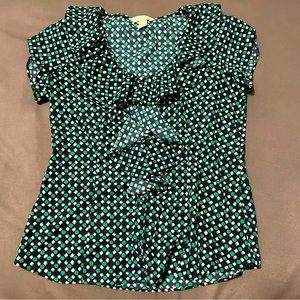 Banana Republic green polka dot blouse